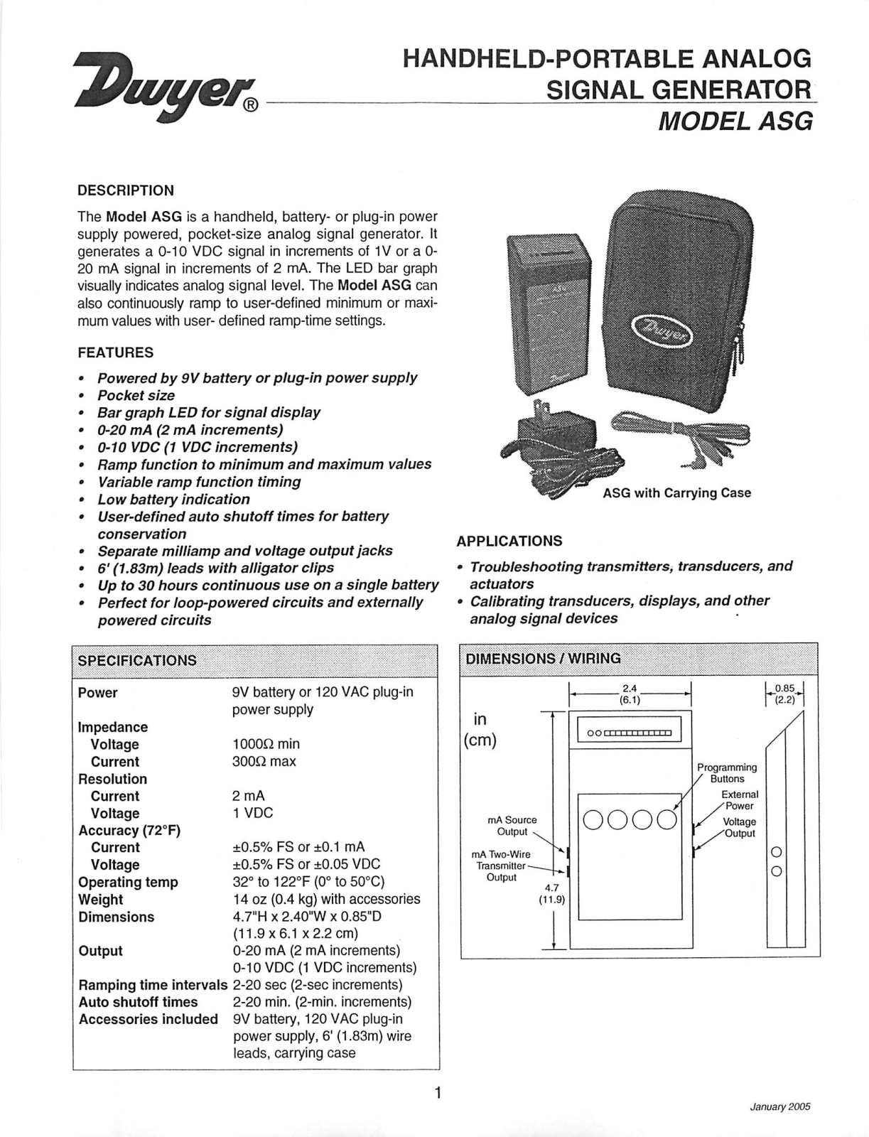 Dwyer Instruments ASG Operating Manual