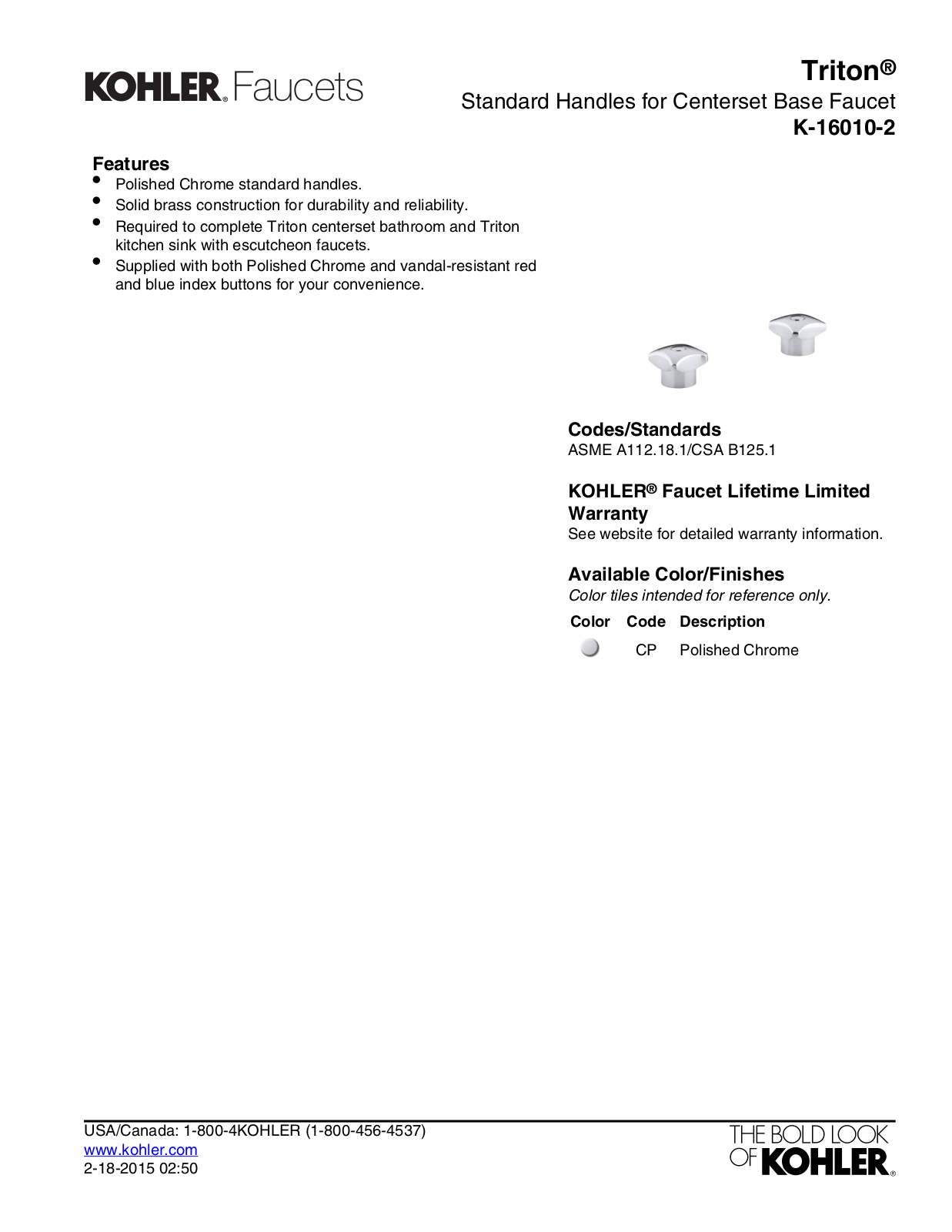 Kohler KOH5984 Specifications - ManualMachine.com