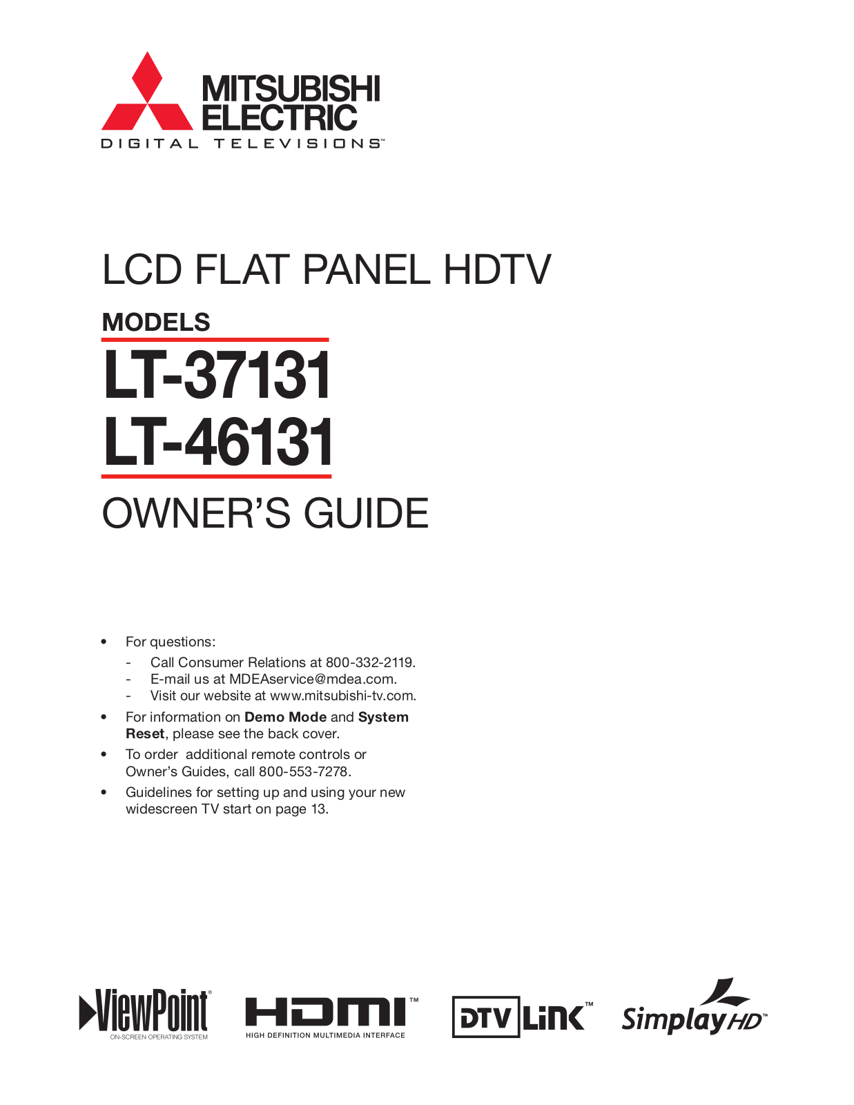 Mitsubishi LT46131 User Manual