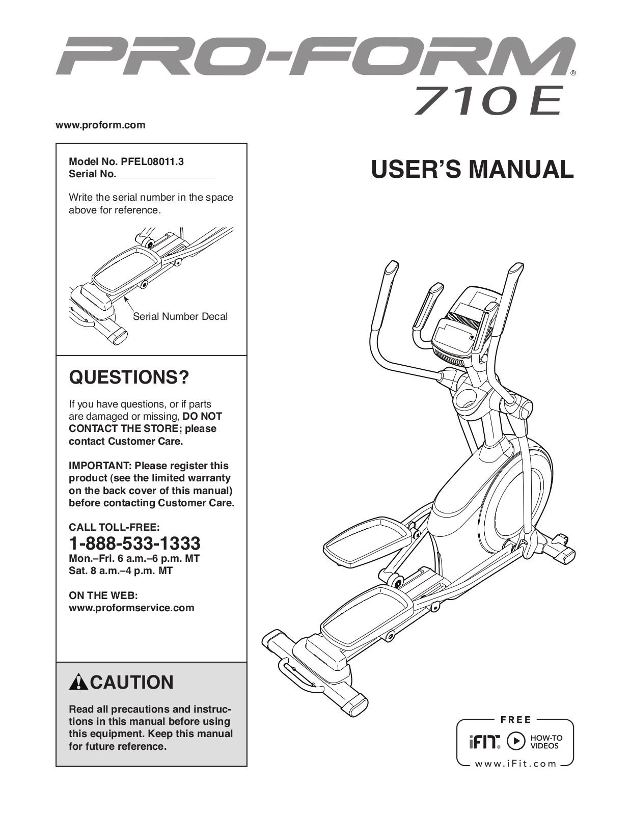 ProForm PFEL080113 User Manual