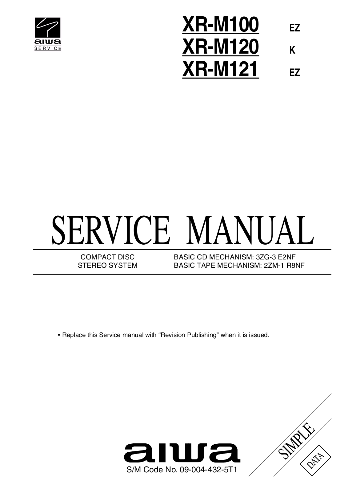 Aiwa XR-M100, XR-M121 Service Manual