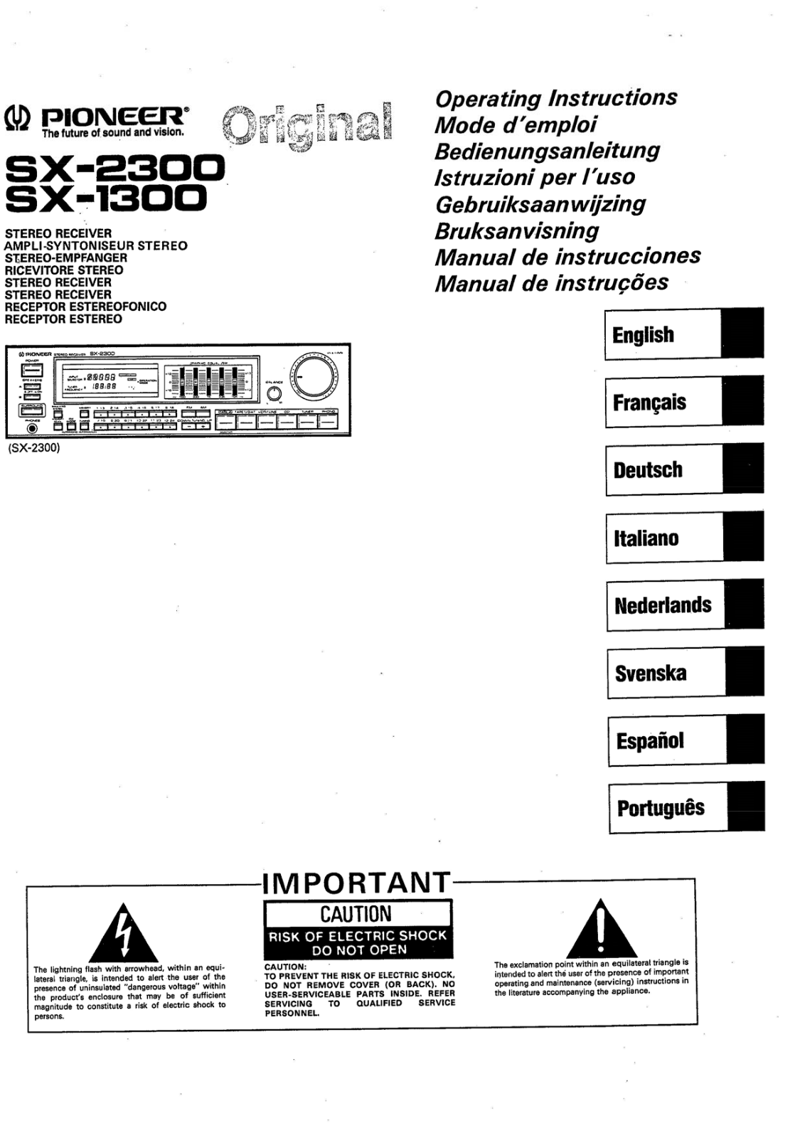 Pioneer SX-2300, SX-1300 Owners Manual