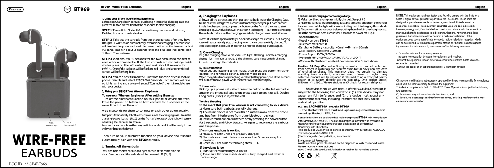 Sentry BT969 User Manual