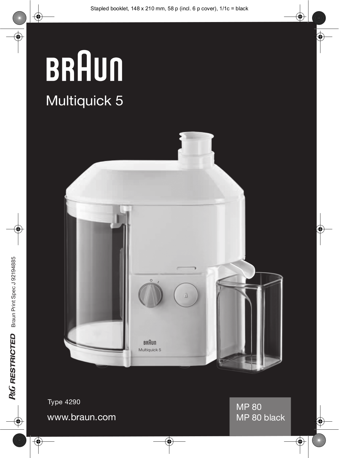 Braun MP 80 User Manual