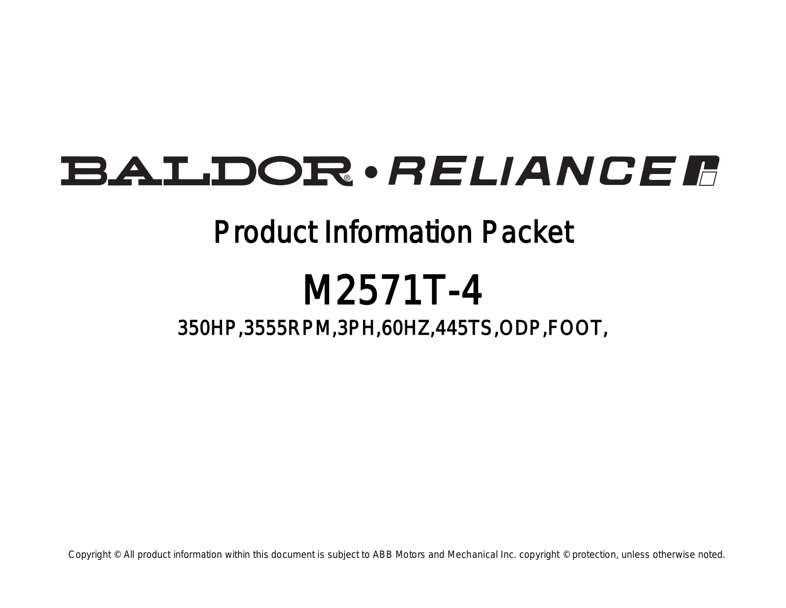 Baldor M2571T-4 Product Information Sheet