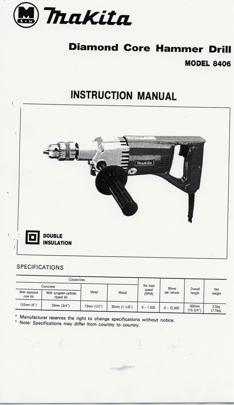 makita 8406 Instruction Manual