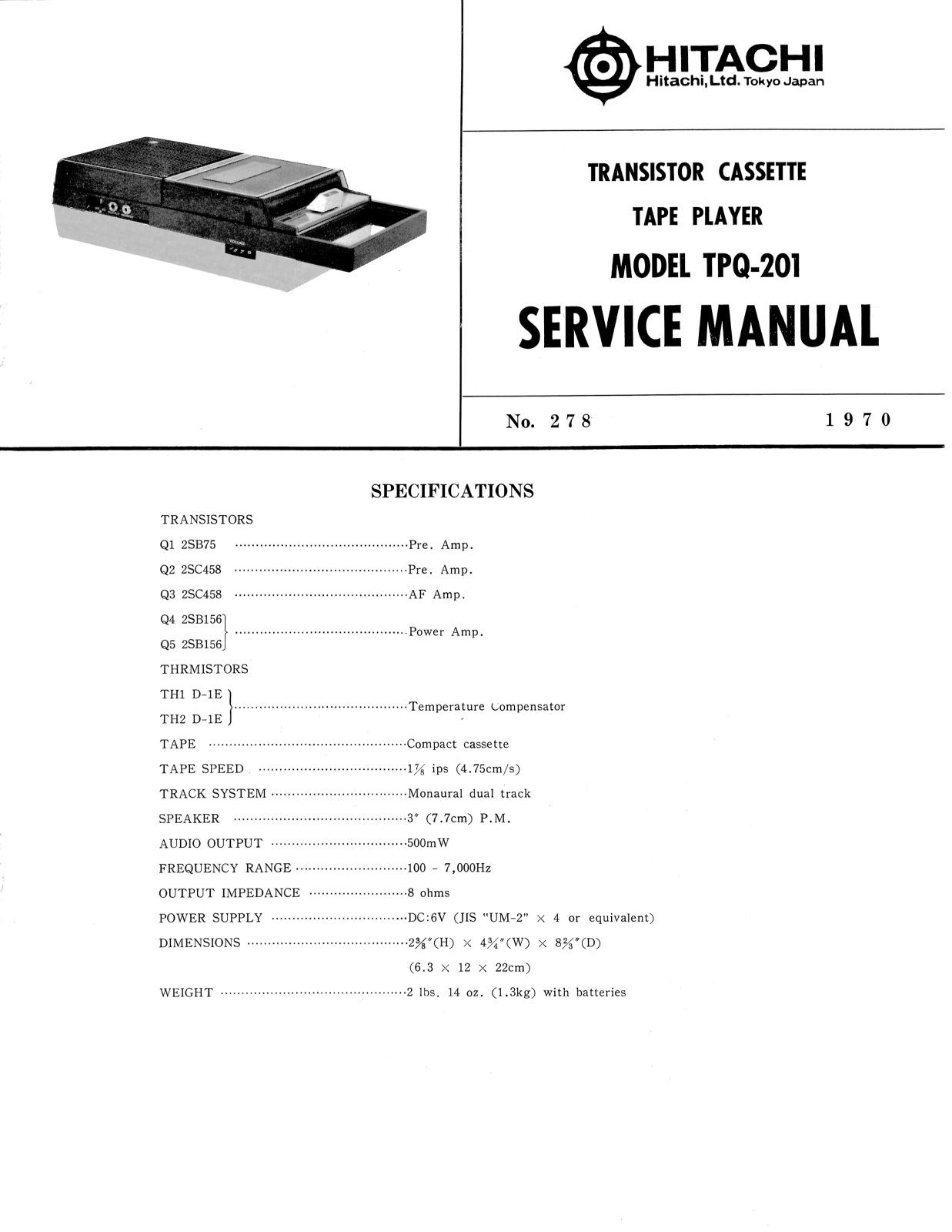 Hitachi TPQ-201 Service Manual