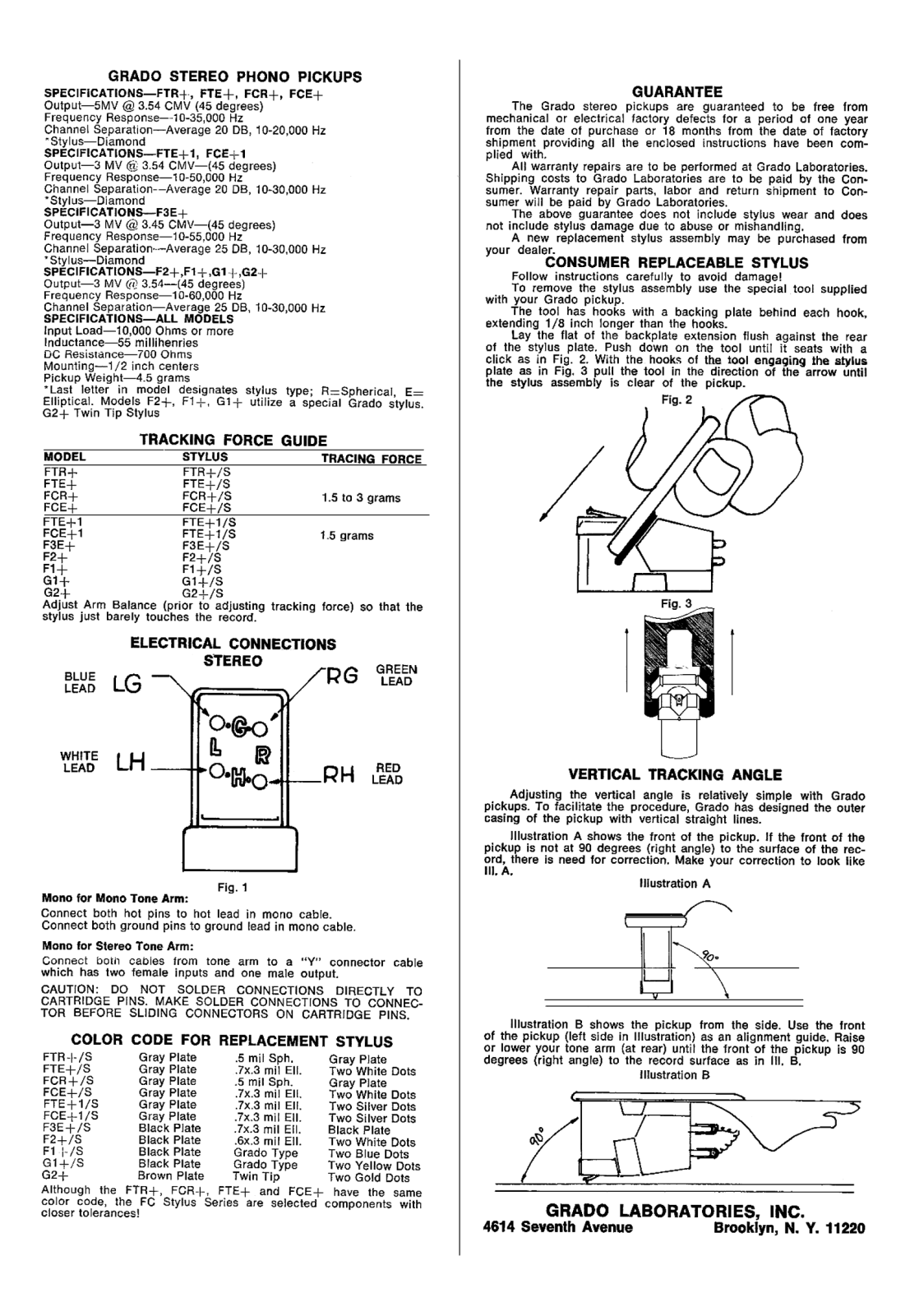 Grado Phono pickups Brochure