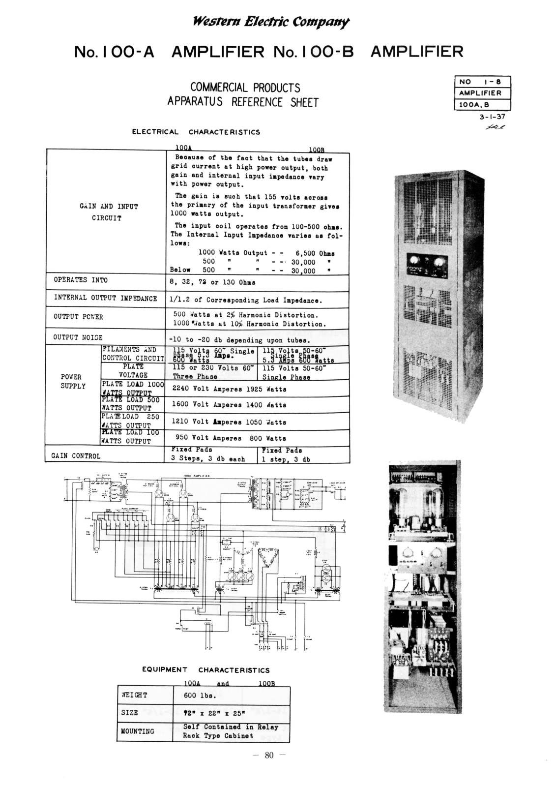 Western Electric 100 Schematic