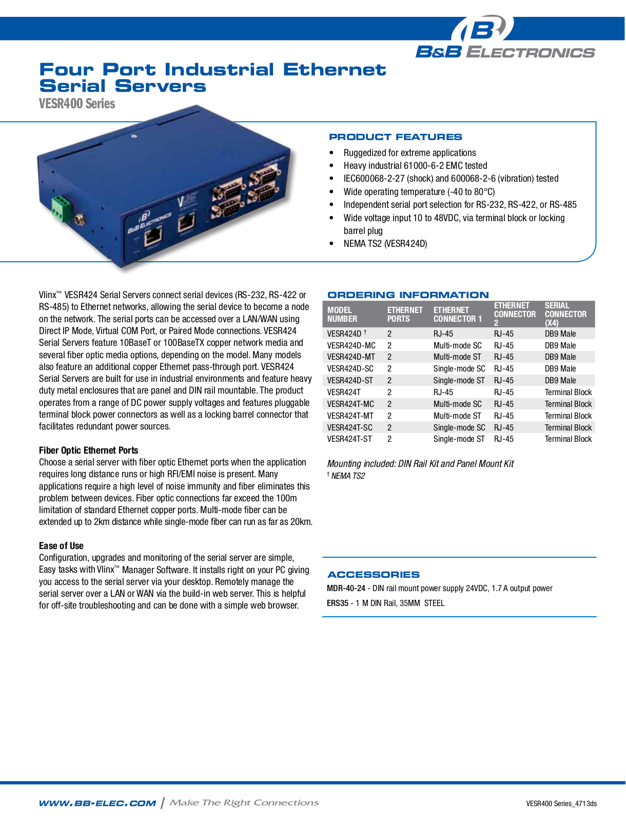 B&B Electronics VESR4X4 Datasheet