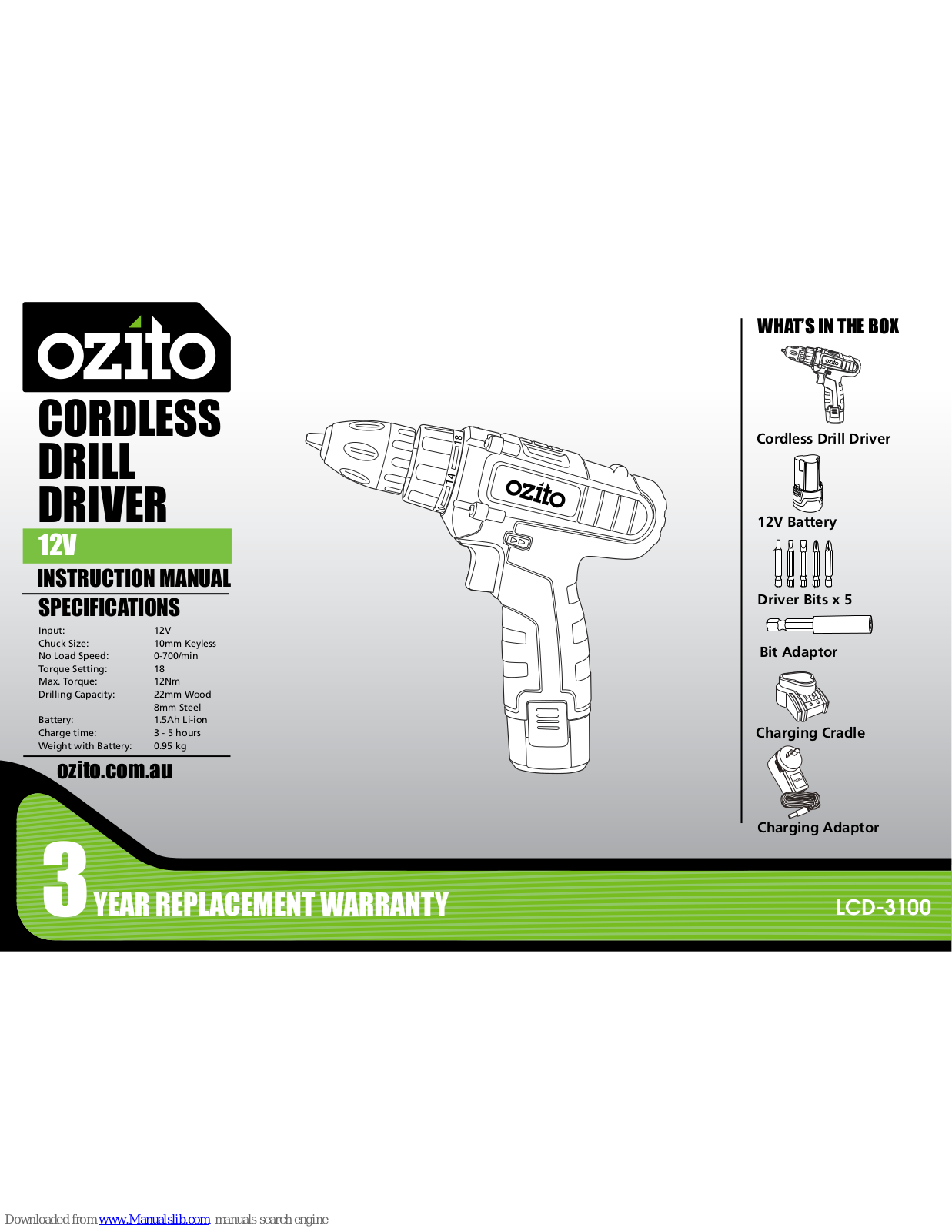 Ozito LCD-3100 Instruction Manual