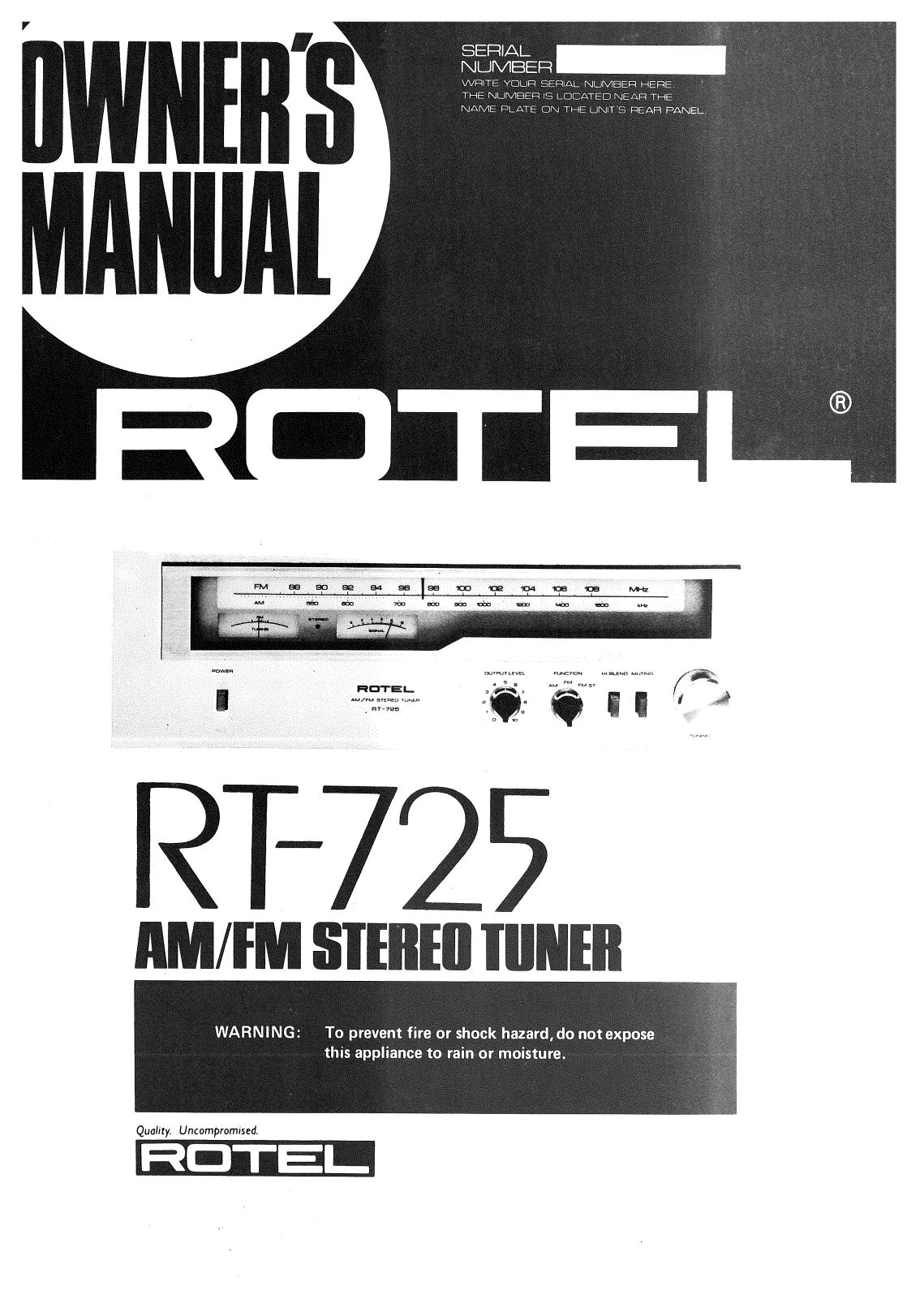 Rotel RT-725 User Manual