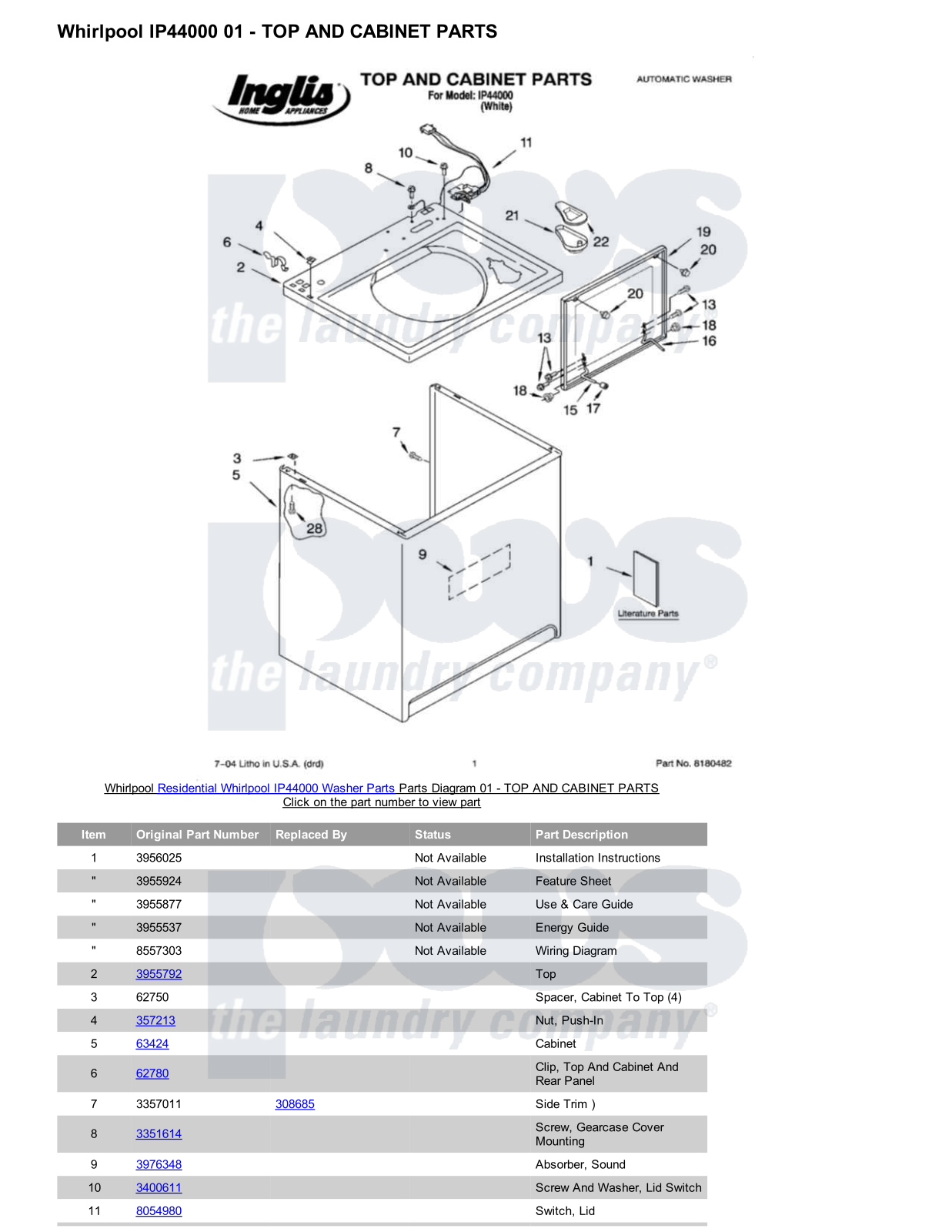 Whirlpool IP44000 Parts Diagram