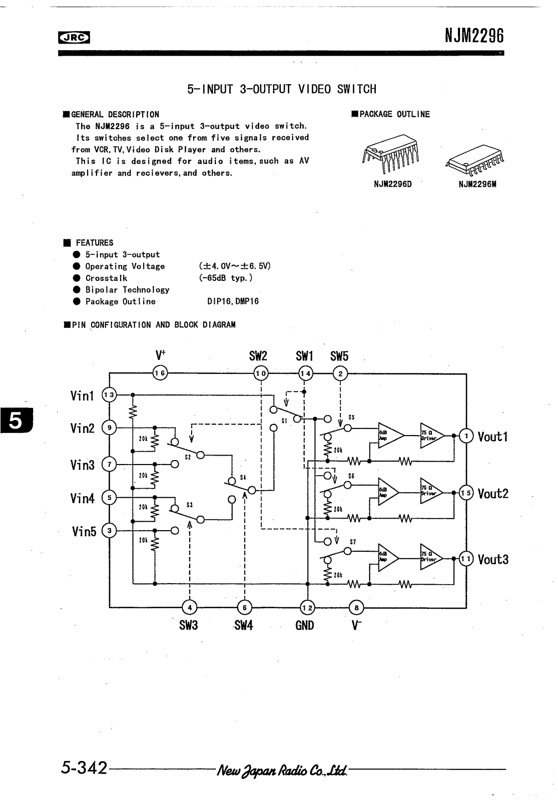 JRC NJM2296D, NJM2296M Datasheet