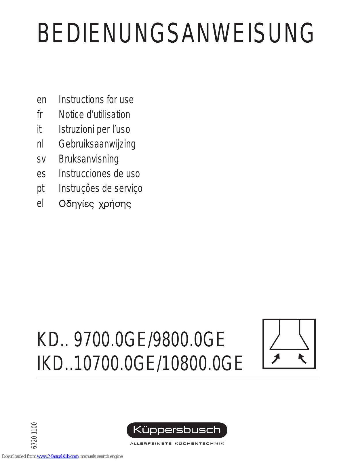 Küppersbusch KD.. 9700.0GE, IKD..10700.0GE, KD..9800.0GE, IKD..10800.0GE Instructions For Use Manual