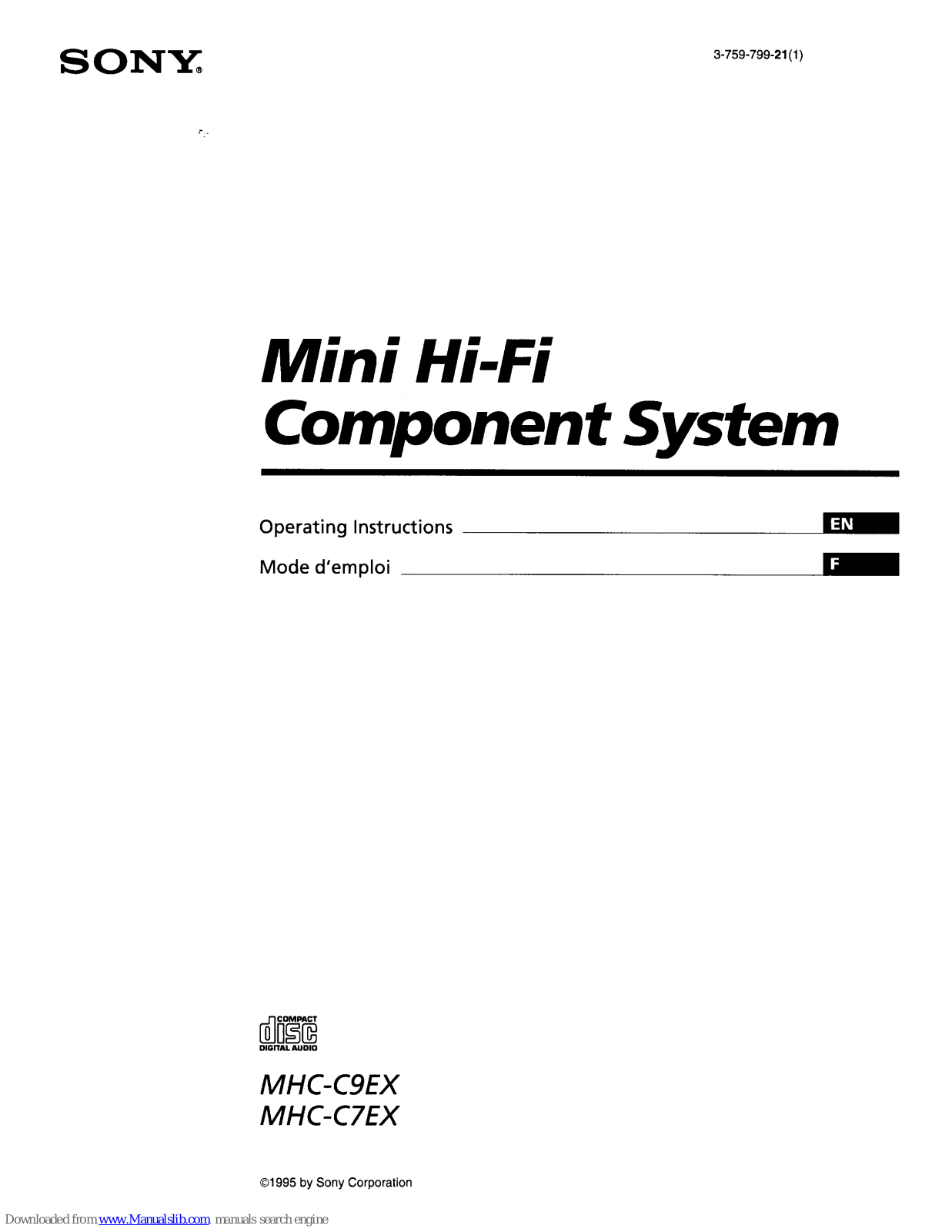 Sony MHC-C9EX Primary, MHC-C7EX Operating Instructions Manual