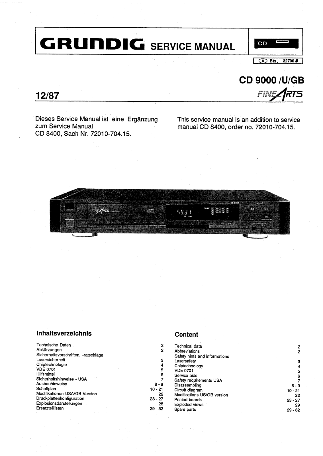 Grundig CD-9000 Service Manual