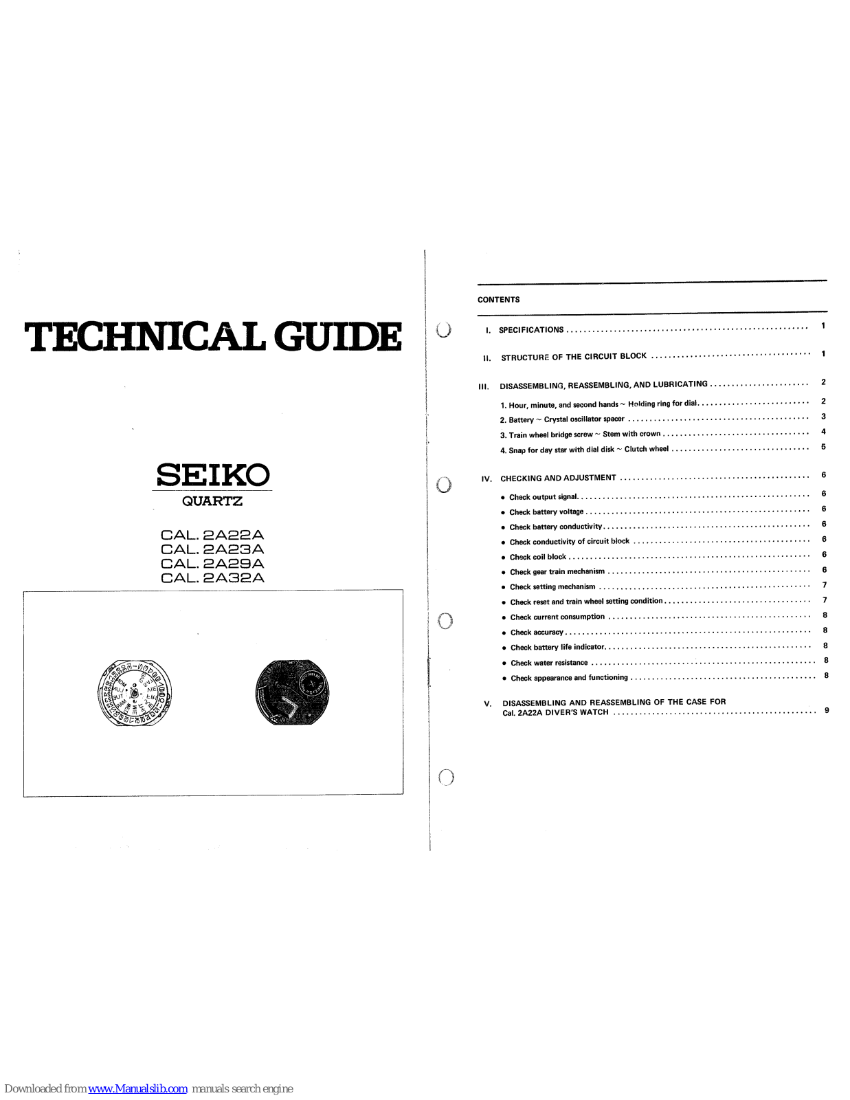 Seiko 2A22A, 2A23A, 2A29A, 2A32A Technical Manual - ManualMachine.com
