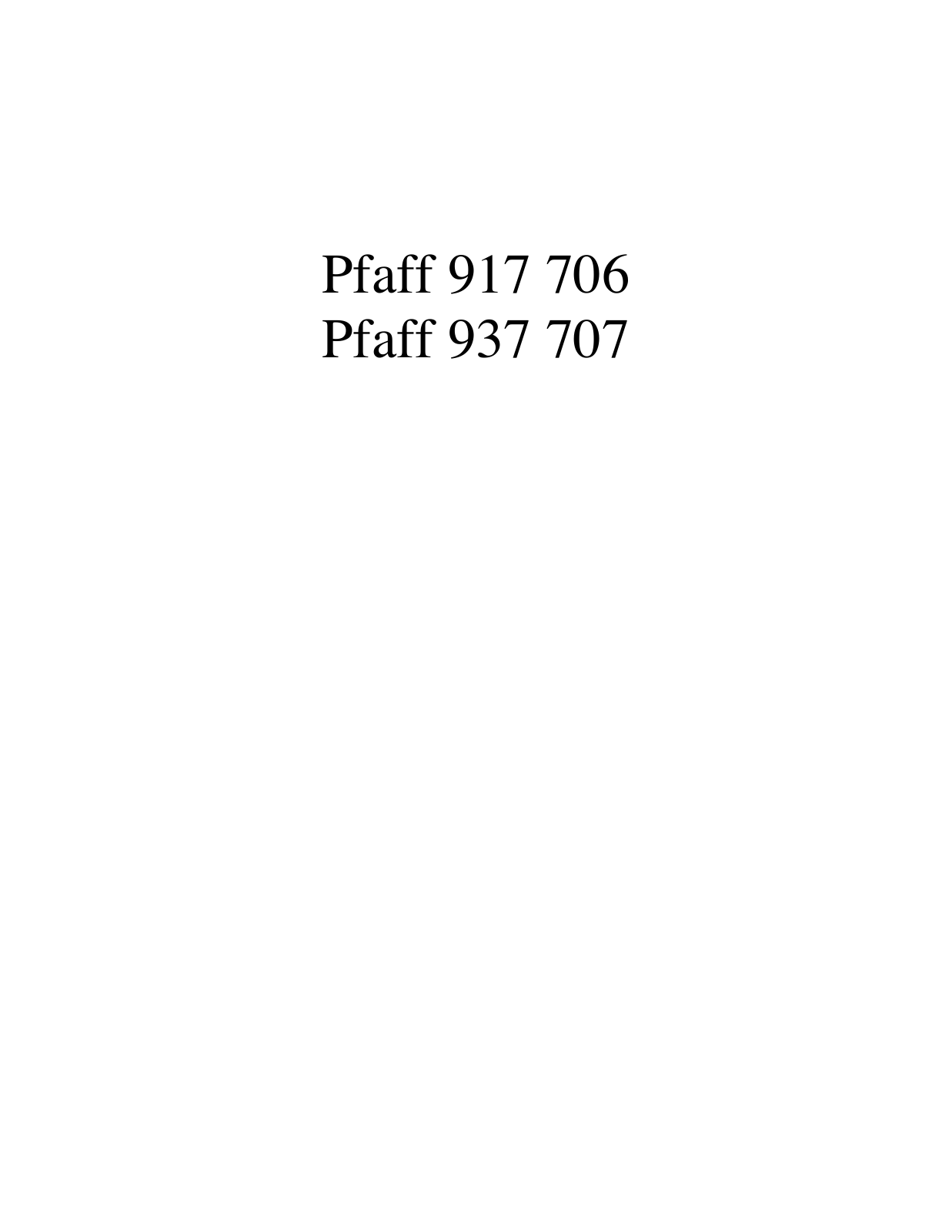 PFAFF 917 706, 937 707 Parts List