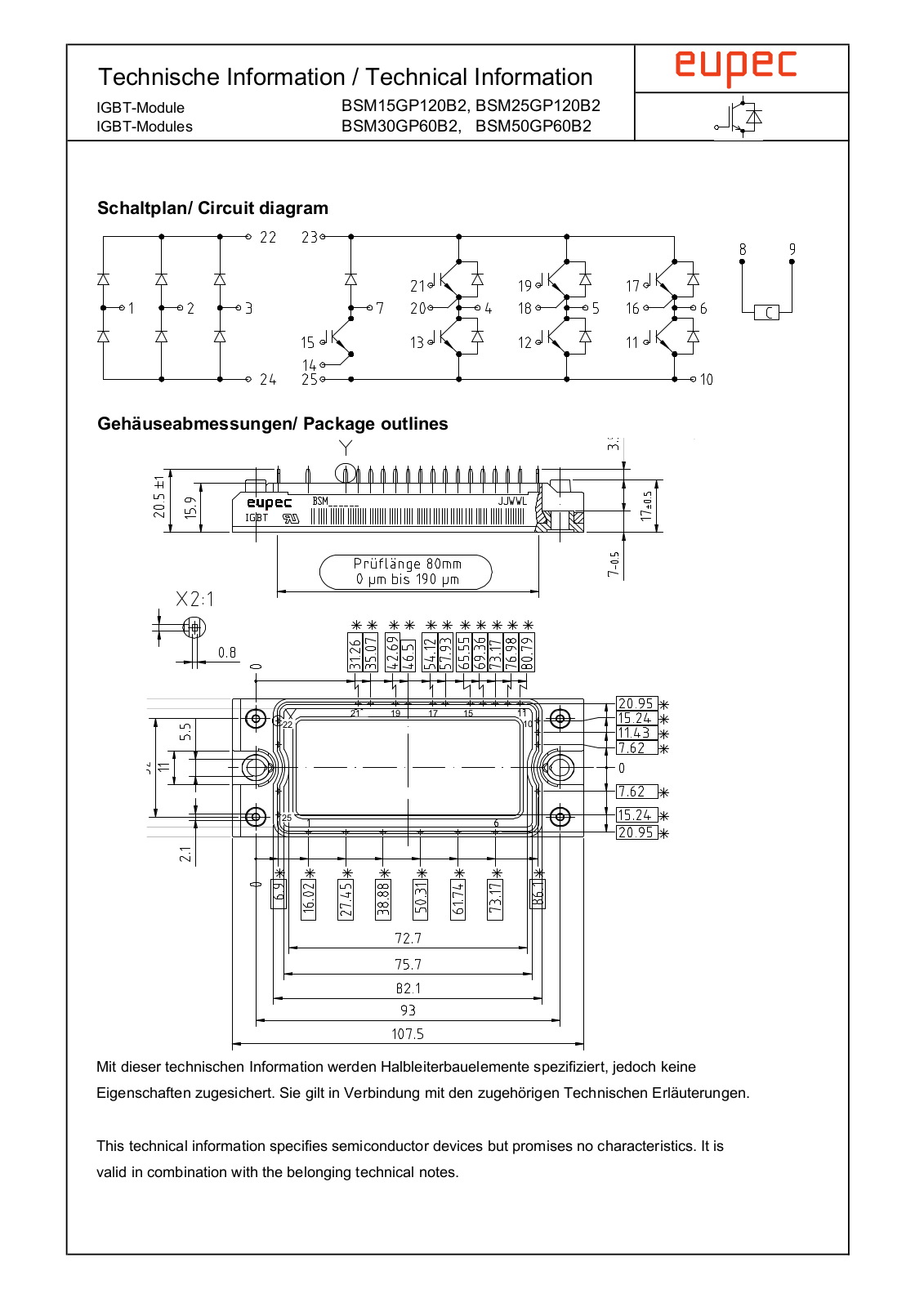 Infineon BSM15GP120B2, BSM25GP120B2, BSM30GP60B2, BSM50GP60B2 Data Sheet