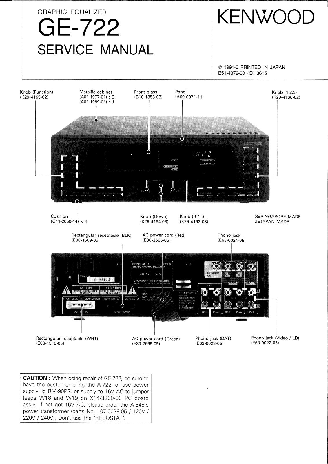 Kenwood GE-722 Schematic