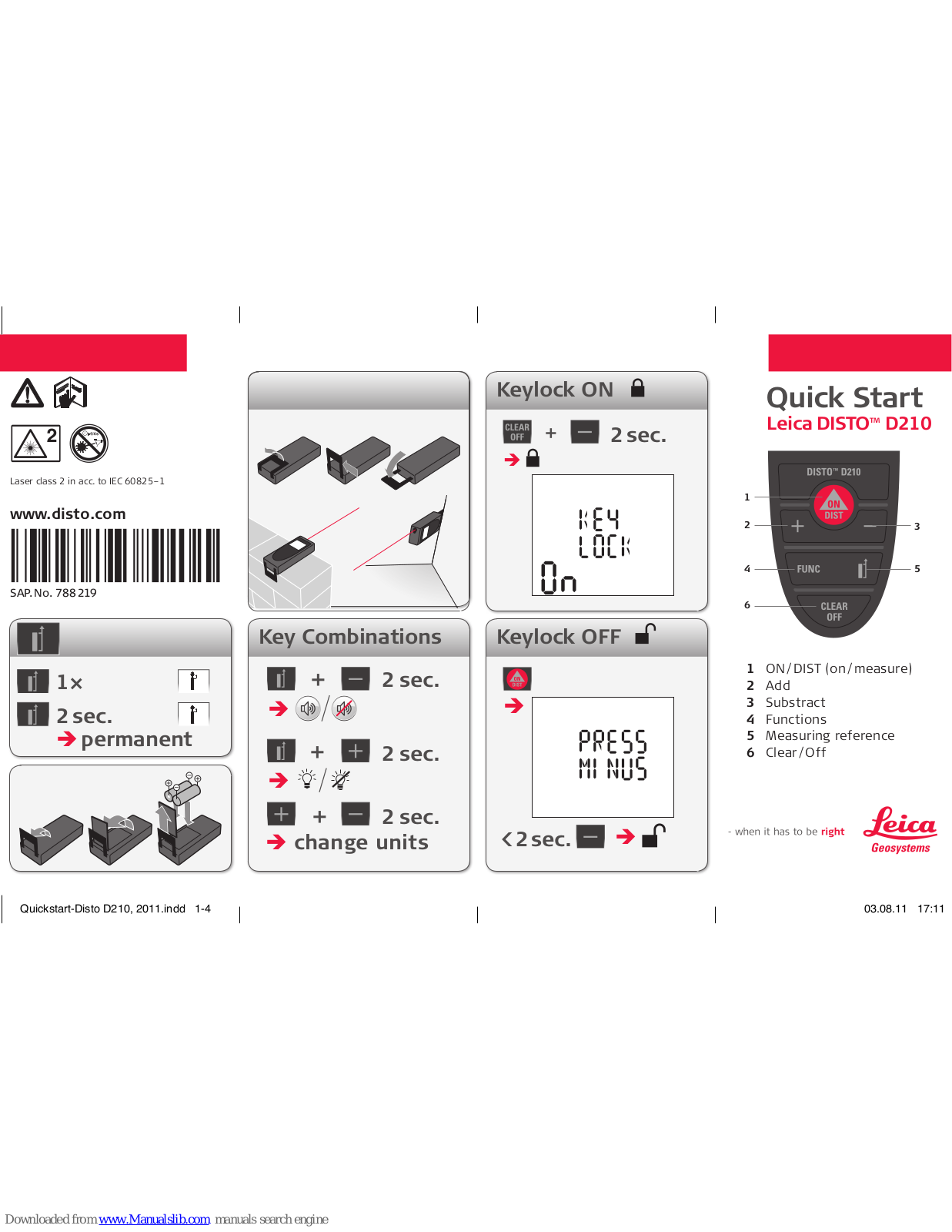 Leica Geosystems Disto D210 Quick Start Manual