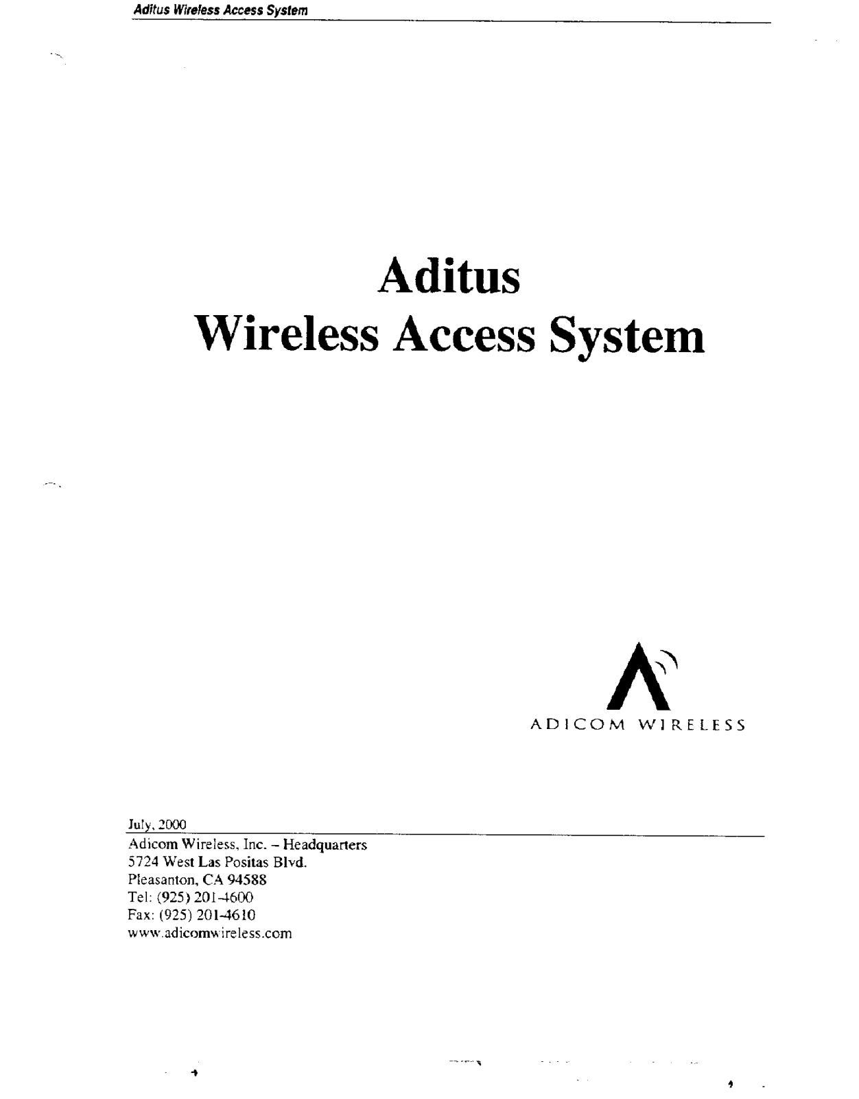 Adicom Wireless RAU16 PCS User Manual