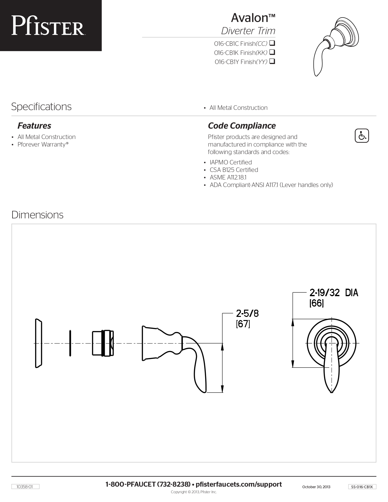 Pfister PPR3148 Specifications - ManualMachine.com