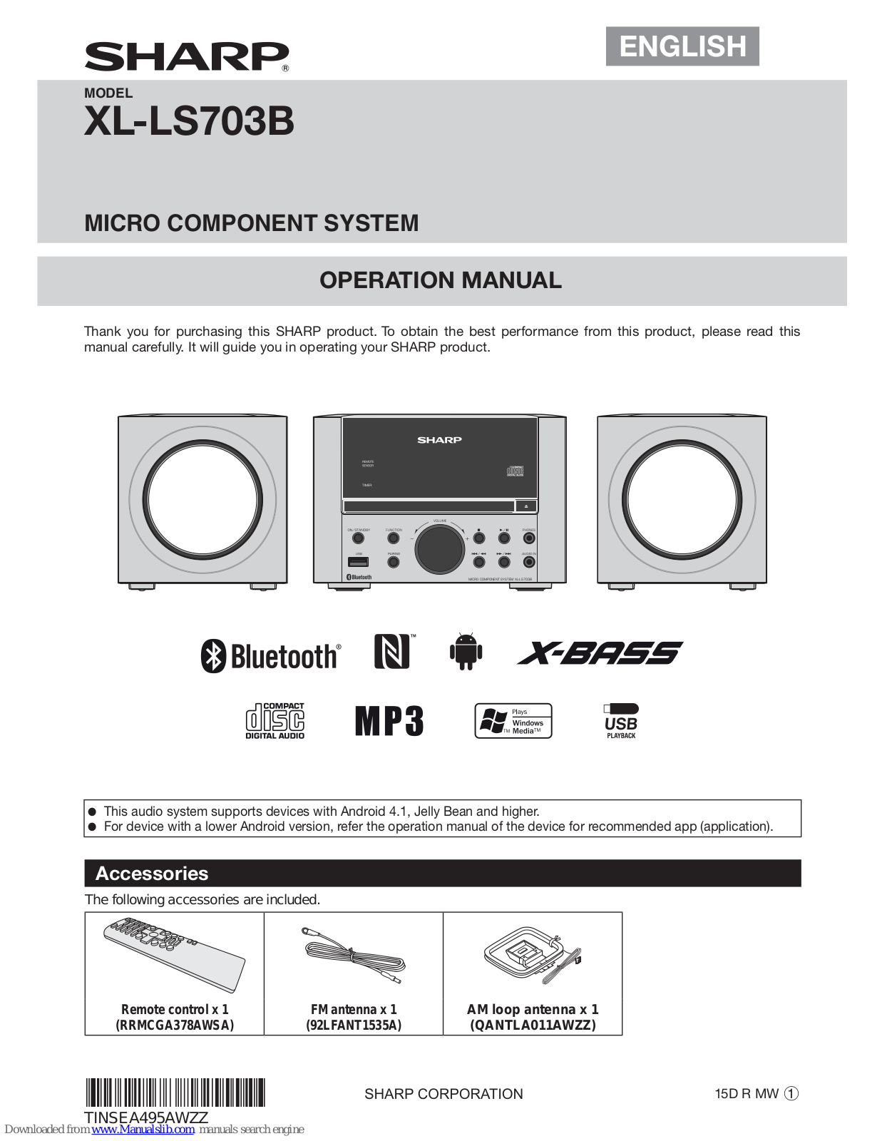 Sharp XL-LS703B Operation Manual