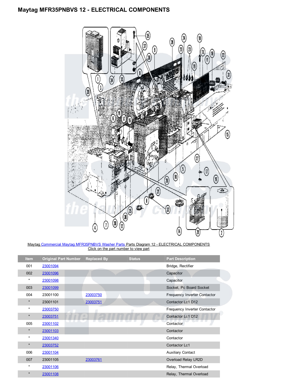 Maytag MFR35PNBVS Parts Diagram