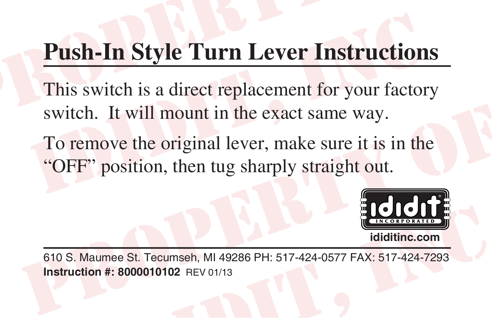 ididit Push-In Style Lever User Manual