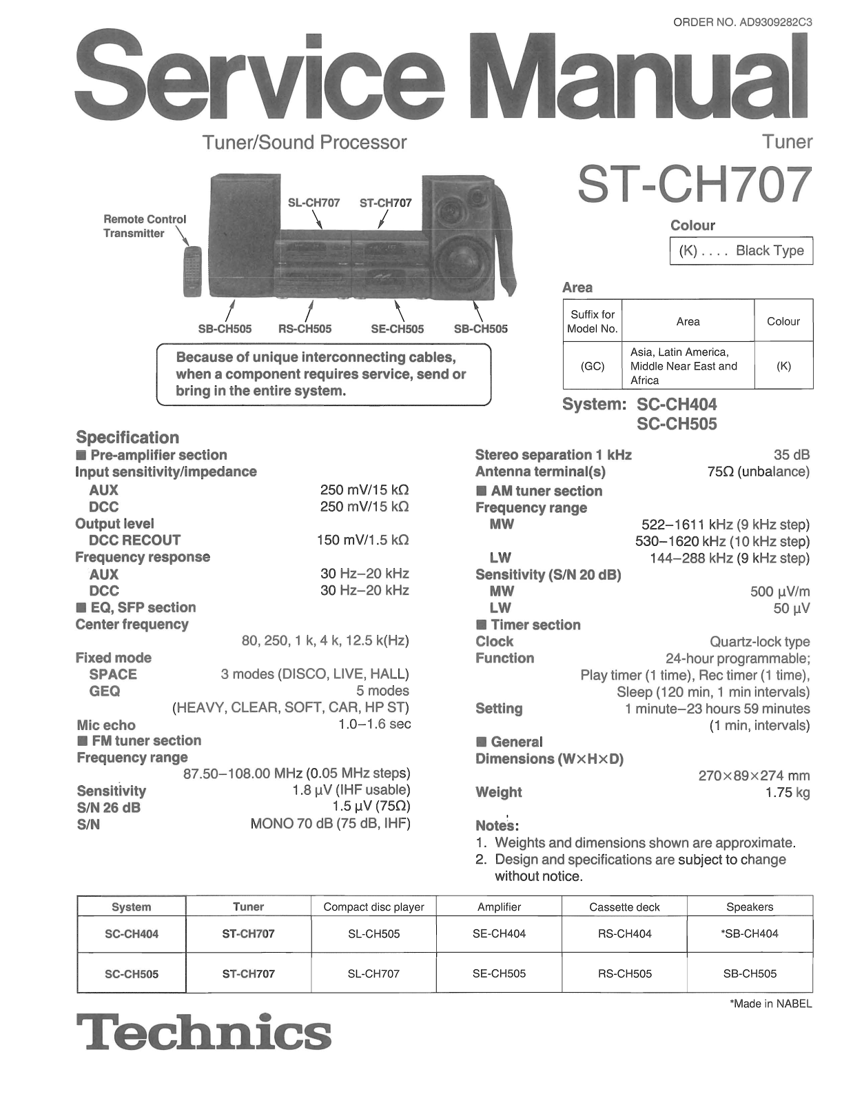 Technics ST-CH-707 Service Manual
