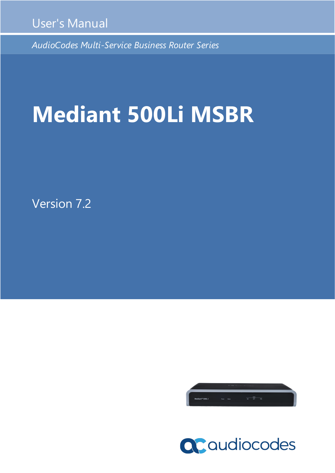 AudioCodes Mediant 500Li MSBR User Manual