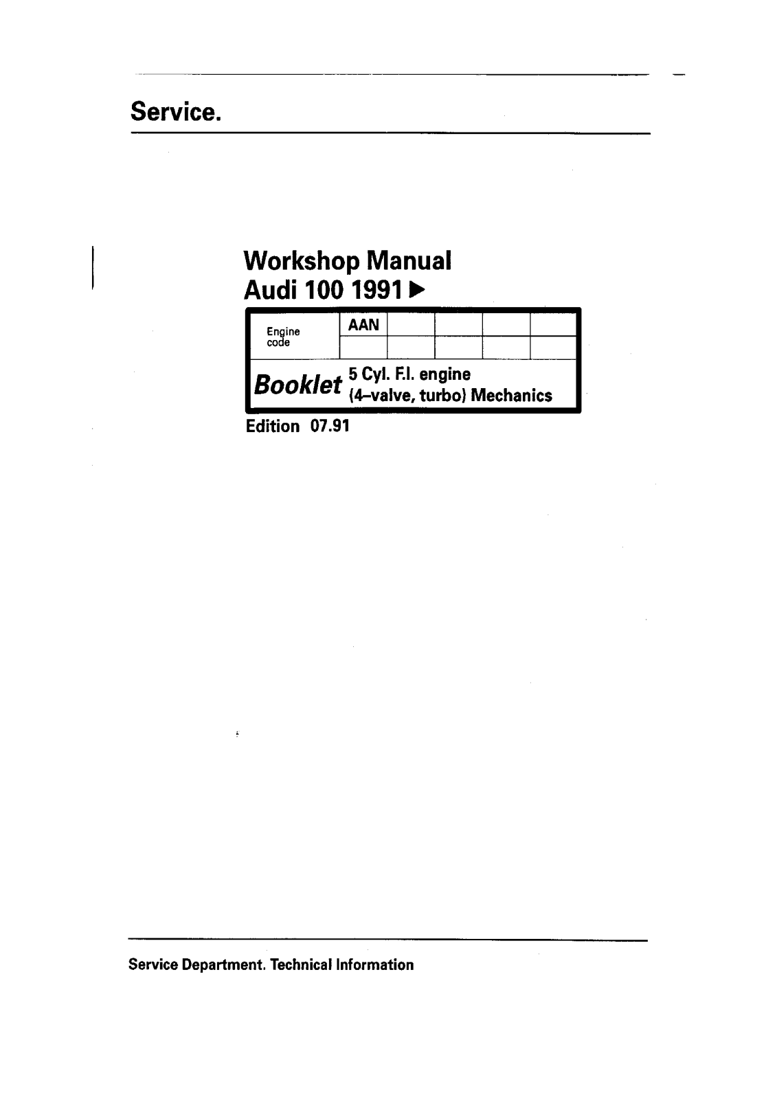 Audi 100 1991 User Manual