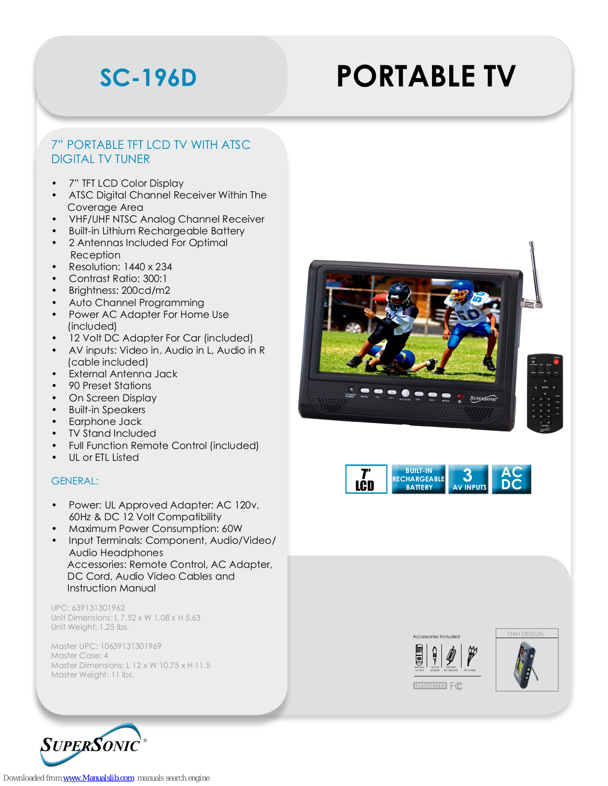 Supersonic SC-196, SC-196D Specifications