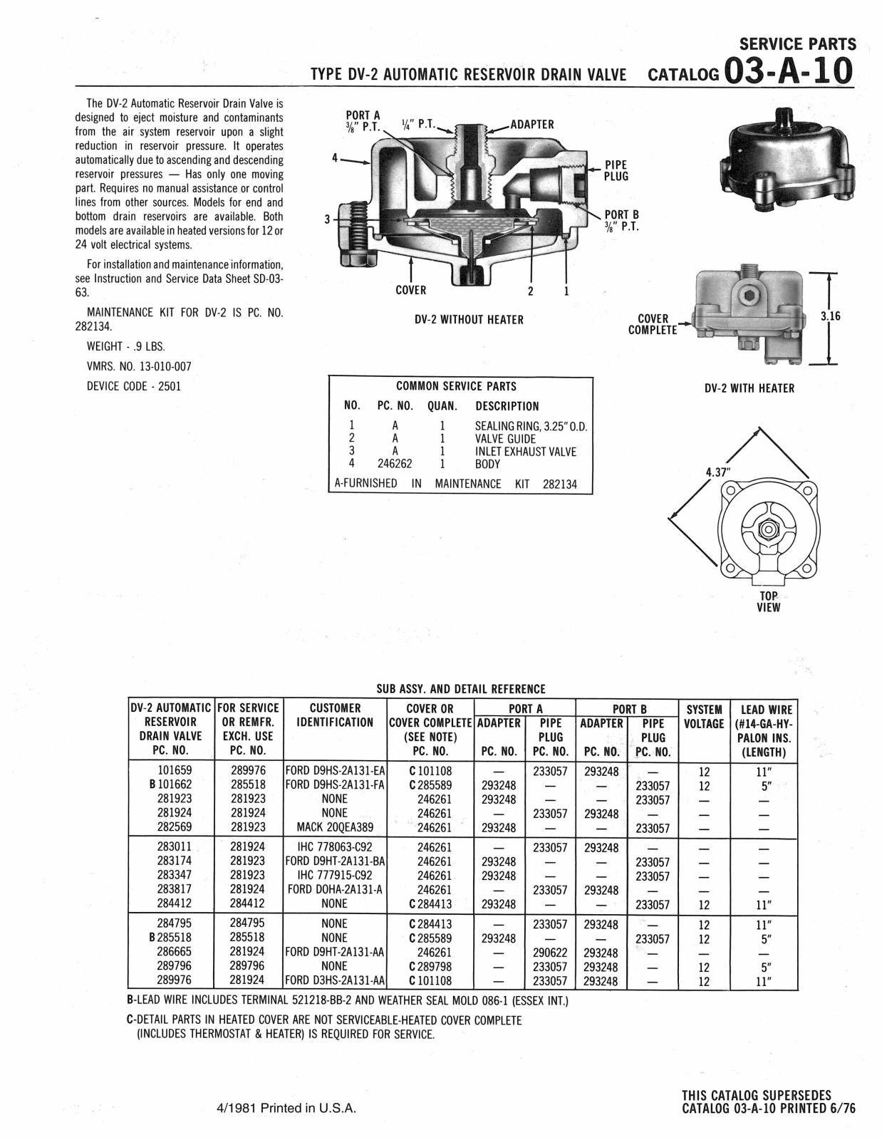 BENDIX 03-A-10 User Manual