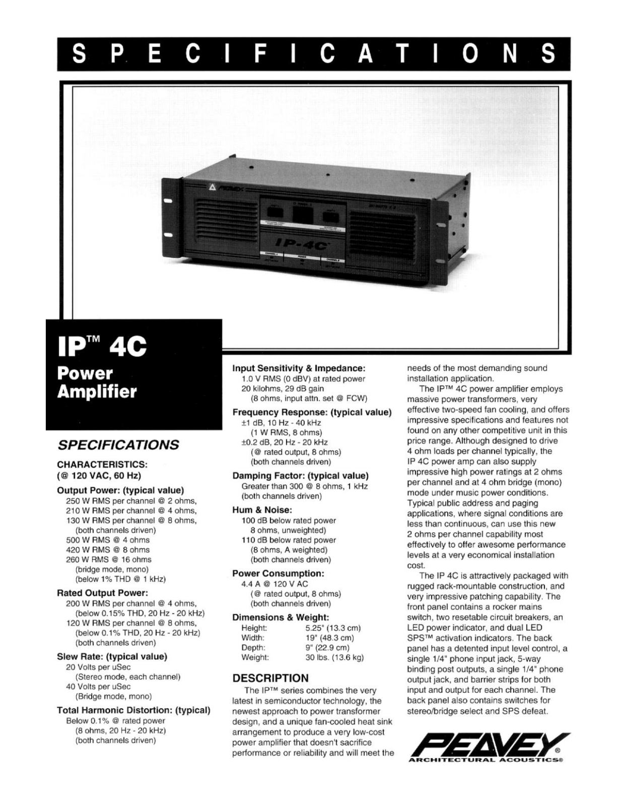 Peavey IP 4C User Manual