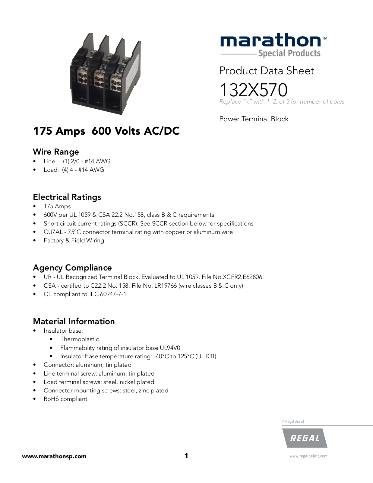 Marathon Special Products 132X570 Data Sheet