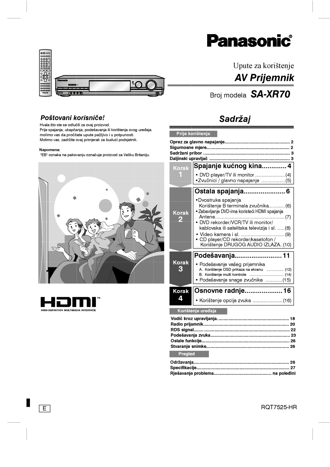 Panasonic SA-XR70 User Manual