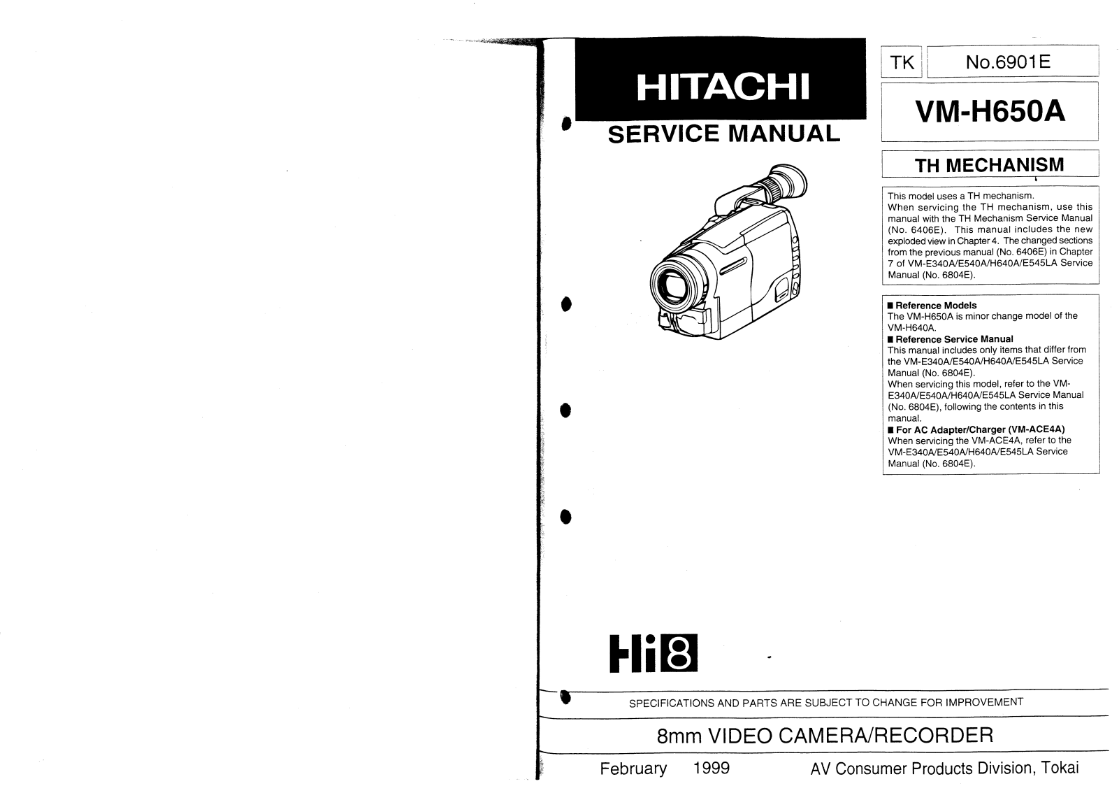 Hitachi VMH650A Service Manual