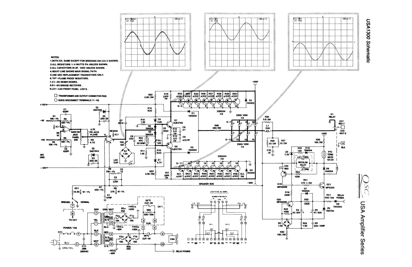 QSC USA-1300 Schematic