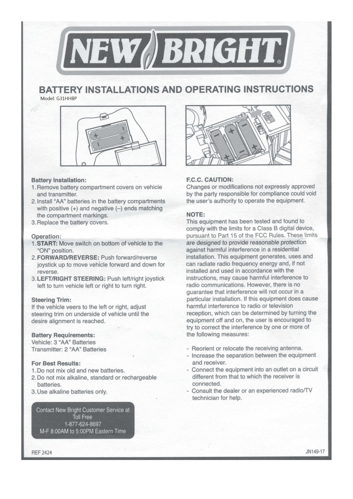 New Bright Co G31HHBP User Manual