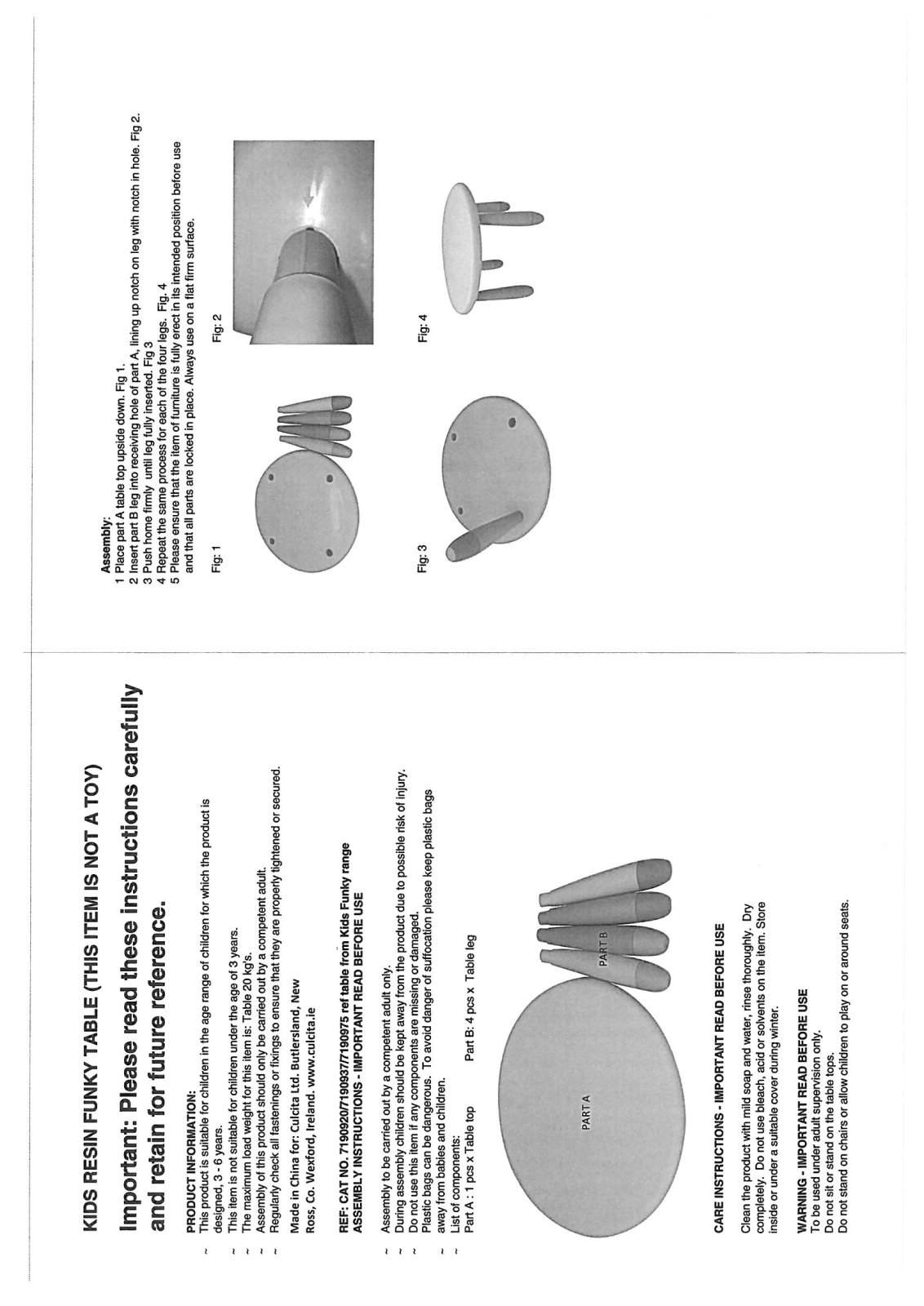 Argos PINK FUNKY SET ASSEMBLY INSTRUCTIONS