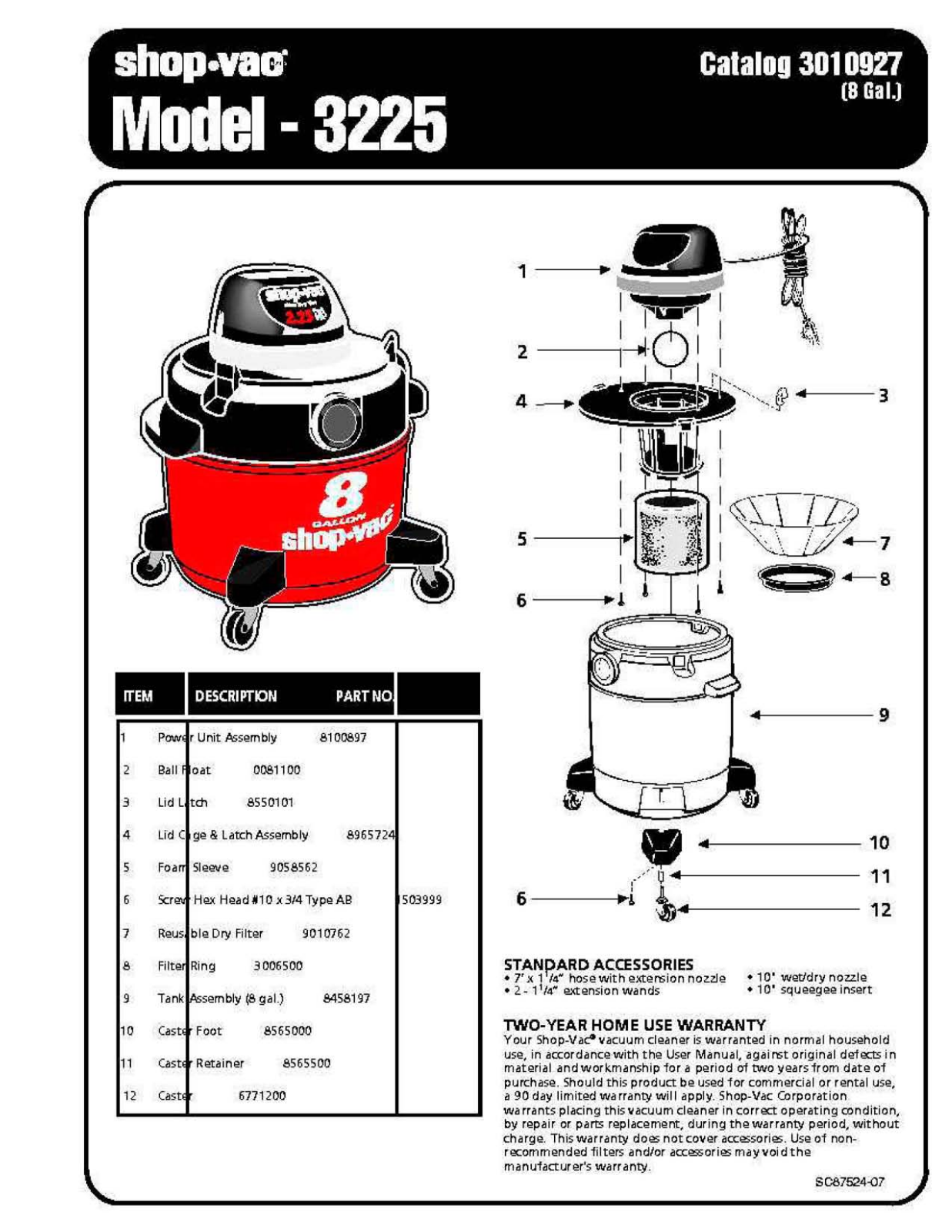 Shop Vac 3225 Owner's Manual