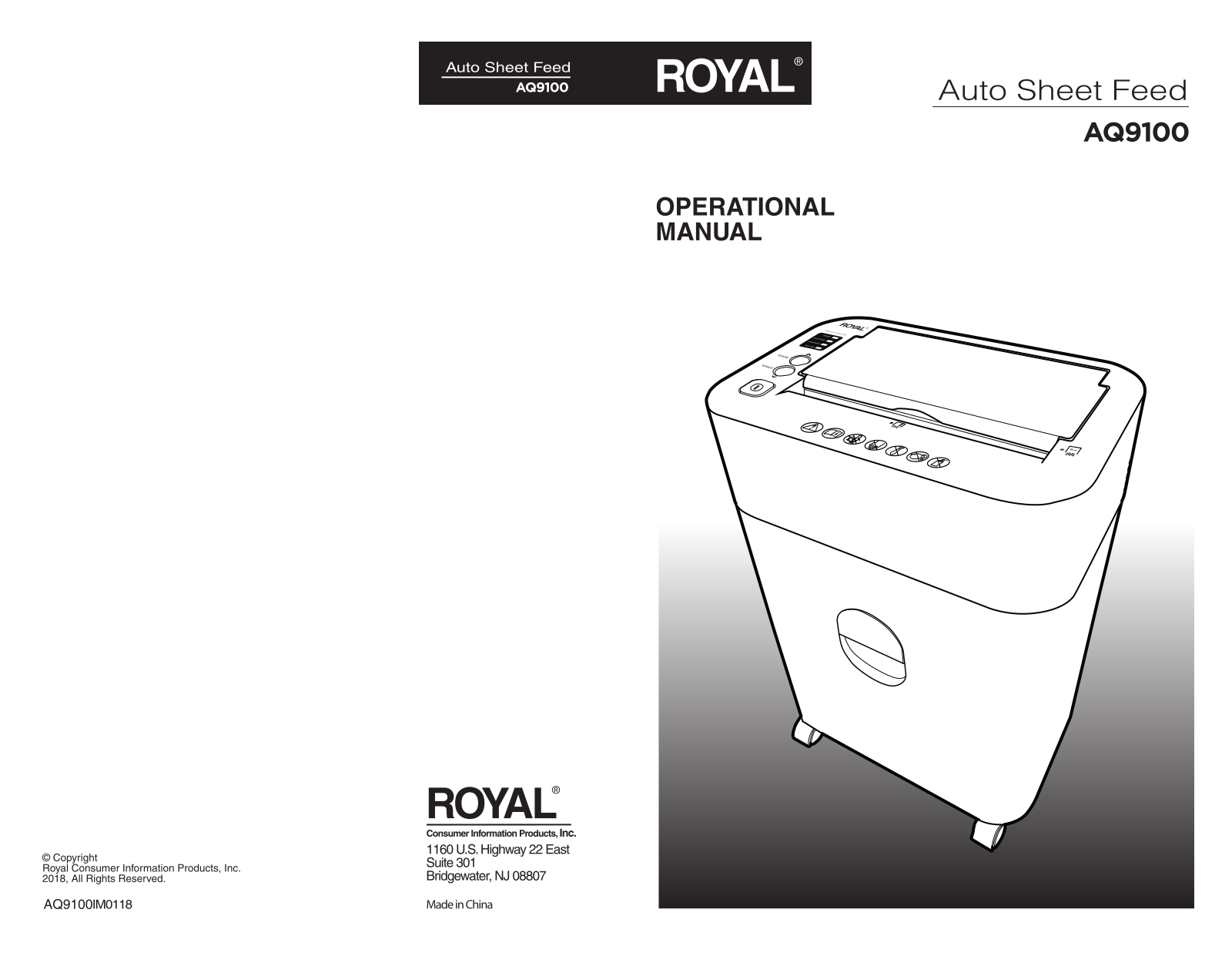 Royal AQ9100 User Manual