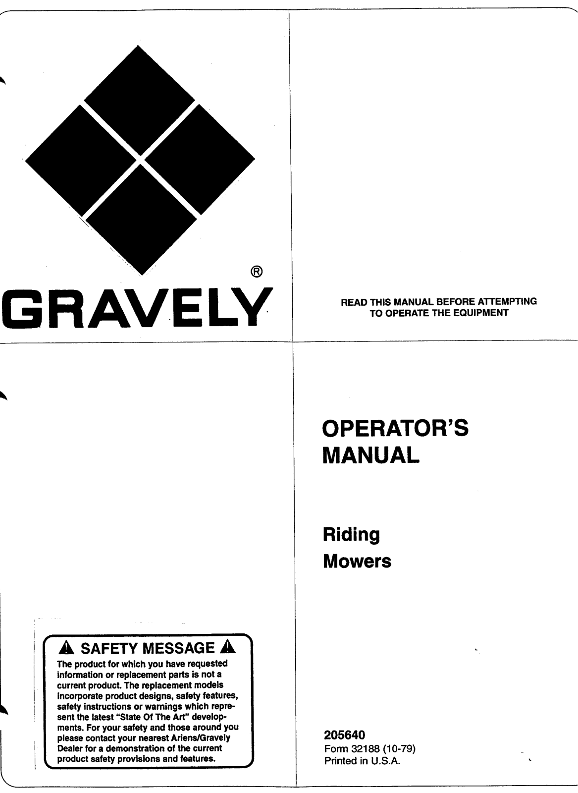 Gravely 205640 User Manual