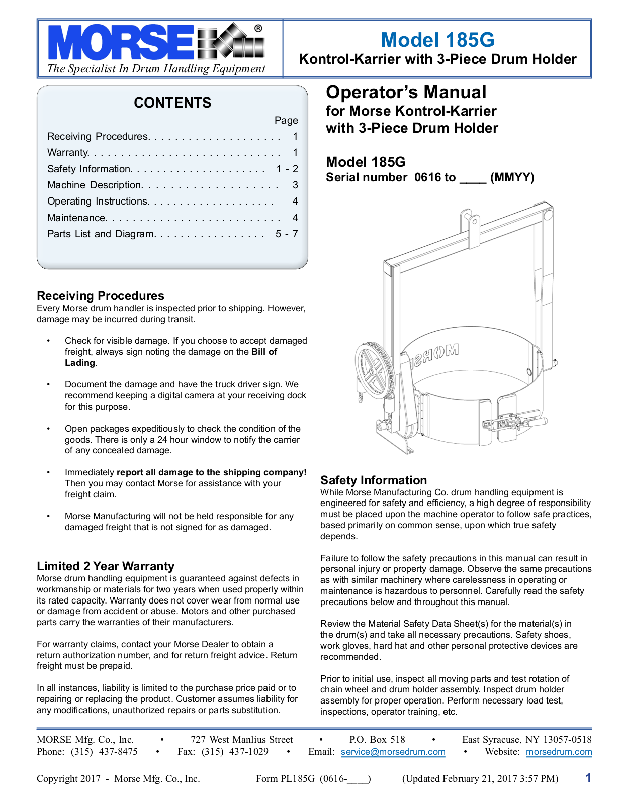 Morse 185G User Manual