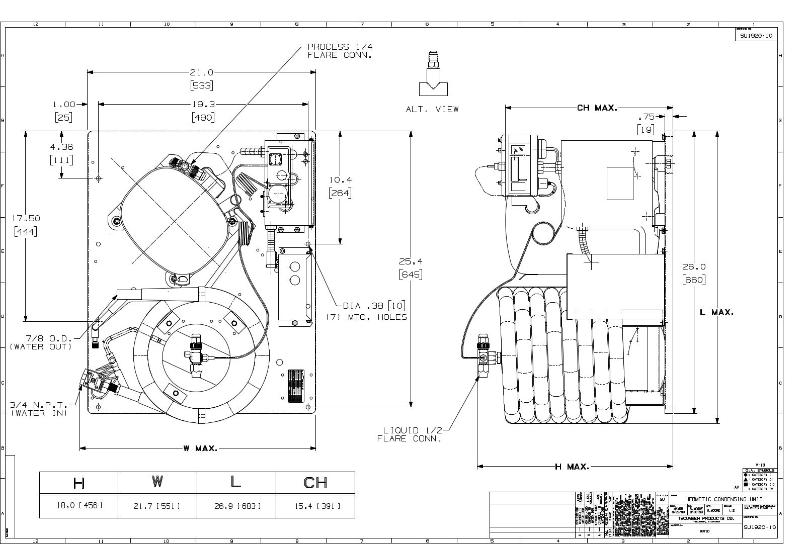 Tecumseh AVA4536CXTXM, AVA9525ZXGXM Drawing Data