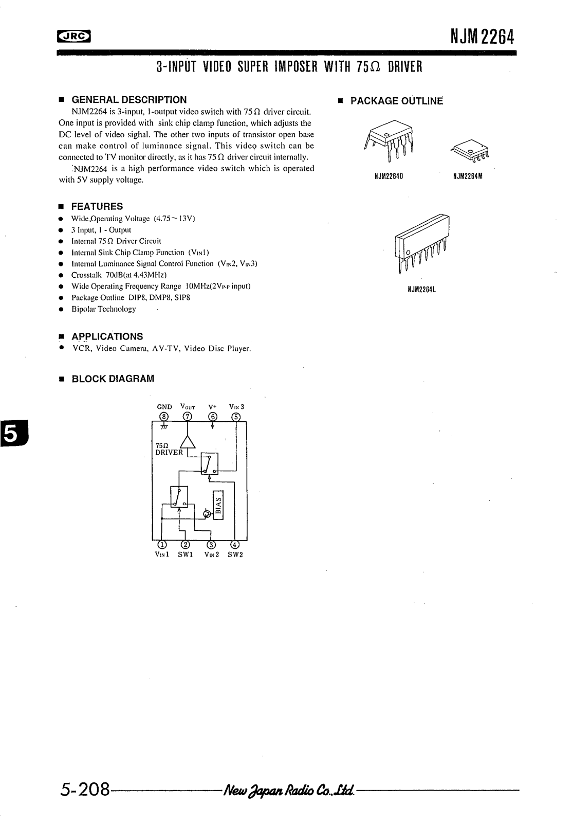 JRC NJM2264M, NJM2264L, NJM2264D Datasheet