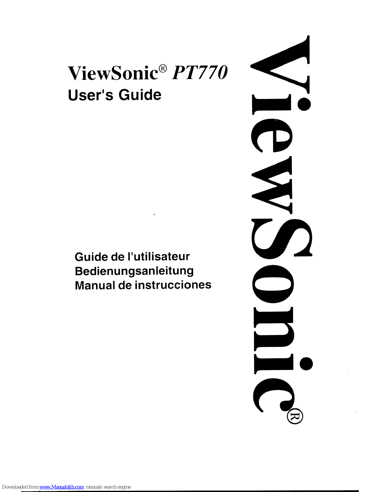 ViewSonic PT770, PT770-1 User Manual